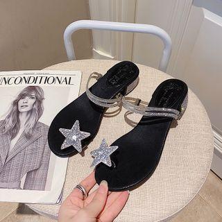 Rhinestone Star Chunky-heel Slide Sandals