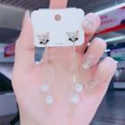 Fox Rhinestone Cat Eye Stone Fringed Earring