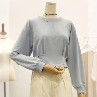 Long-sleeve Seam-waist Jersey Blouse