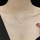 Asymmetric Stainless Steel Clover Pendant Necklace Gold - One Size