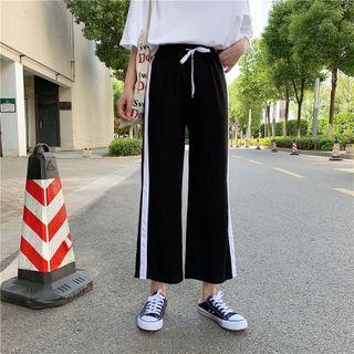 Side-slit Short-sleeve Top / High-waist Wide-leg Pants
