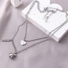 Heart Lettering Pendant Layered Stainless Steel Necklace