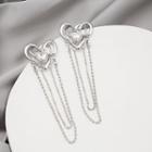 Heart Rhinestone Chained Earring 1 Pair - E1659 - 3 - Silver - One Size