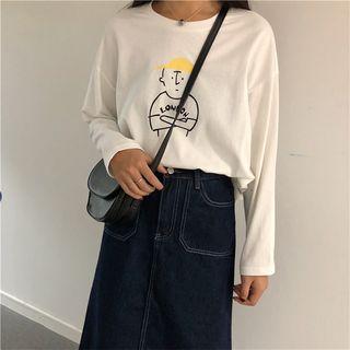 Print Long-sleeve T-shirt White - One Size