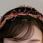 Set : Wedding Branches Headband + Fringed Earring Headband & 1 Pair Earring - Red - One Size