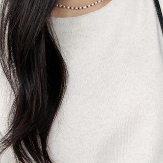 Two-tone Beaded Necklace Black - One Size