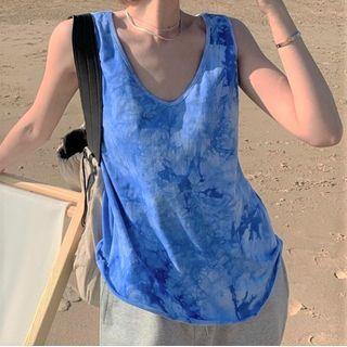 Dye Print Tank Top Blue - One Size