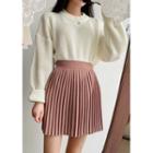 Accordion-pleat Pastel Miniskirt