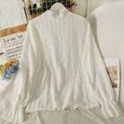 High-neck Bell-sleeve Lace Top