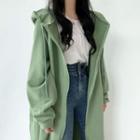 Plain Zip-up Long Hoodie