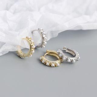 Faux Pearl Huggie Earring