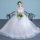 Stand Collar Long-sleeve Wedding Ball Gown