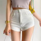 Chain Lace-up High-waist Denim Shorts