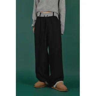 Drawstring Contrast-panel Pants