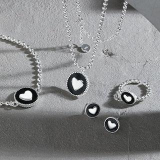 Heart Disc Sterling Silver Earring / Bracelet / Ring / Pendant Necklace