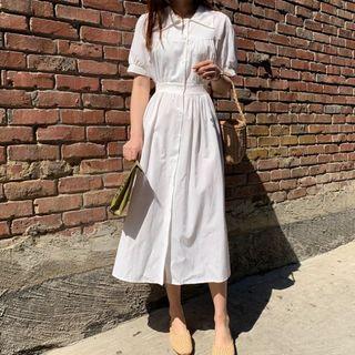 Tie-waist A-line Shirtdress Ivory - One Size