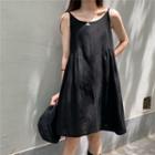 Spaghetti Strap Mini Plain Dress Black - One Size