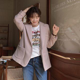 Padded-shoulder Patch-pocket Blazer