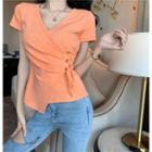 Long-sleeve / Short-sleeve Lace Up T-shirt