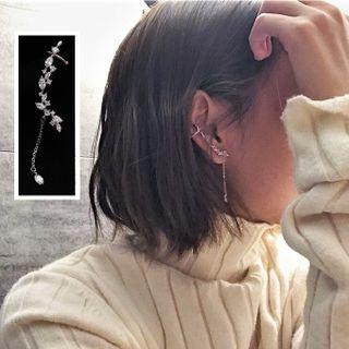 Rhinestone Leaf Ear Cuff Earring