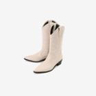 Block-heel Python / Plain Western Boots
