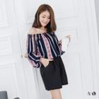 Off-the-shoulder Ornate Print Romper