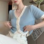 Knit Cropped Top Sky Blue - One Size