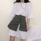Elbow-sleeve T-shirt Dress / Mini Skirt