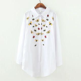 Bee Embroidered Sequined Shirt