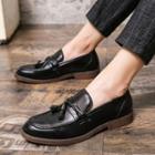 Braided Tasseled Faux-leather Loafers