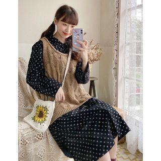 Slit-back Pointelle-knit Vest