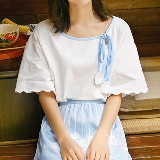 Elbow-sleeve Character Top