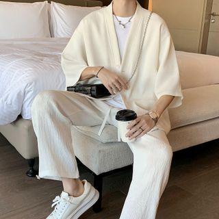 Set: Elbow-sleeve Button-up Jacket + Pants