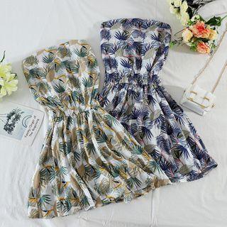 Printed Strapless Mini A-line Dress