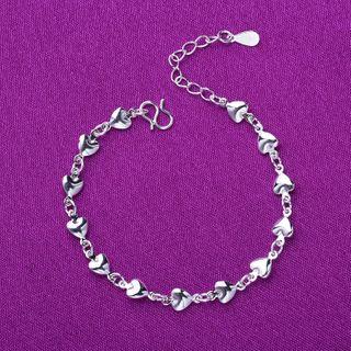 925 Sterling Silver Heart Bracelet Bracelet - Silver - One Size