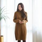 Cable-knit Turtleneck Sweater Dress