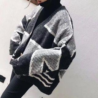 V-neck Geometric Cardigan