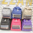Pattern Trim Canvas Backpack