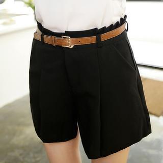 Plain High-waist Shorts