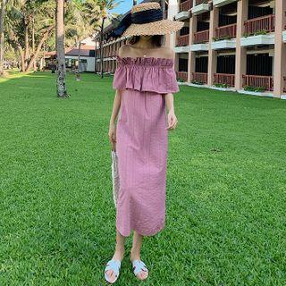 Ruffled Off-shoulder Midi Sundress
