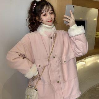 Furry Buttoned Coat As Shown In Figure - One Size