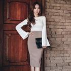 Set: Bell Sleeve Top + High Waist Skirt