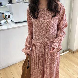 Bell Sleeve Floral Printed Dress As Shown In Figure - One Size