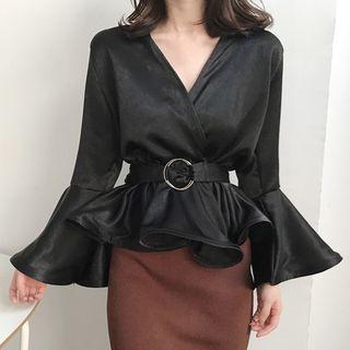Bell-sleeve Peplum Blouse