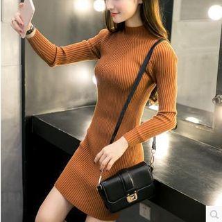 Mock Neck Rib Knit Minidress
