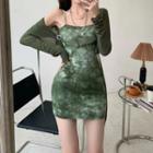 Spaghetti Strap Mini Sheath Dress / Light Jacket