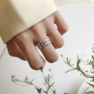 925 Sterling Silver Flower Open Ring K656 - Silver - One Size