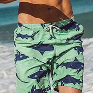Couple Matching Shark Print Swim Shorts
