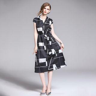 Print Cap-sleeve A-line Dress Dress