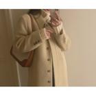 Hidden-button Woolen Long Coat (beige) One Size